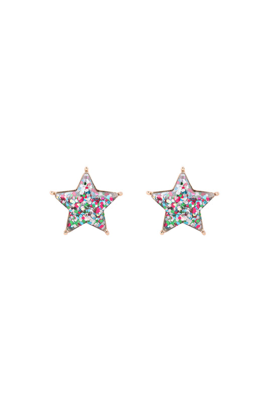 Star Glitter Epoxy Stud Earrings Multicolor