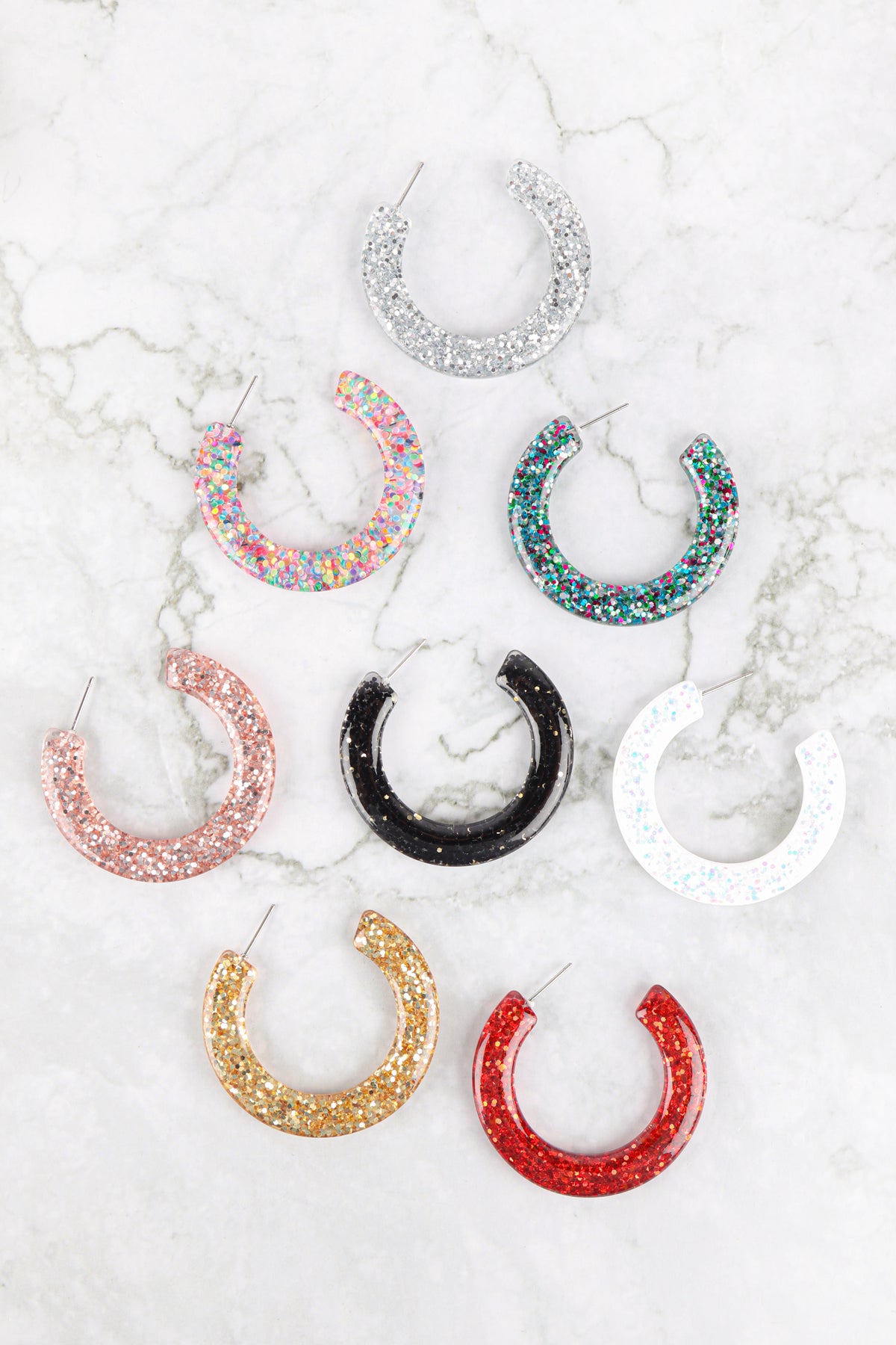 Epoxy Glitter Hoop Earrings