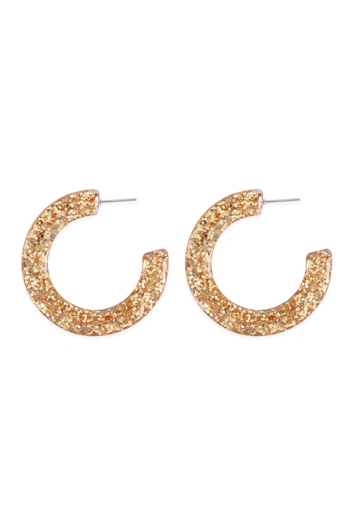 Epoxy Glitter Hoop Earrings Gold