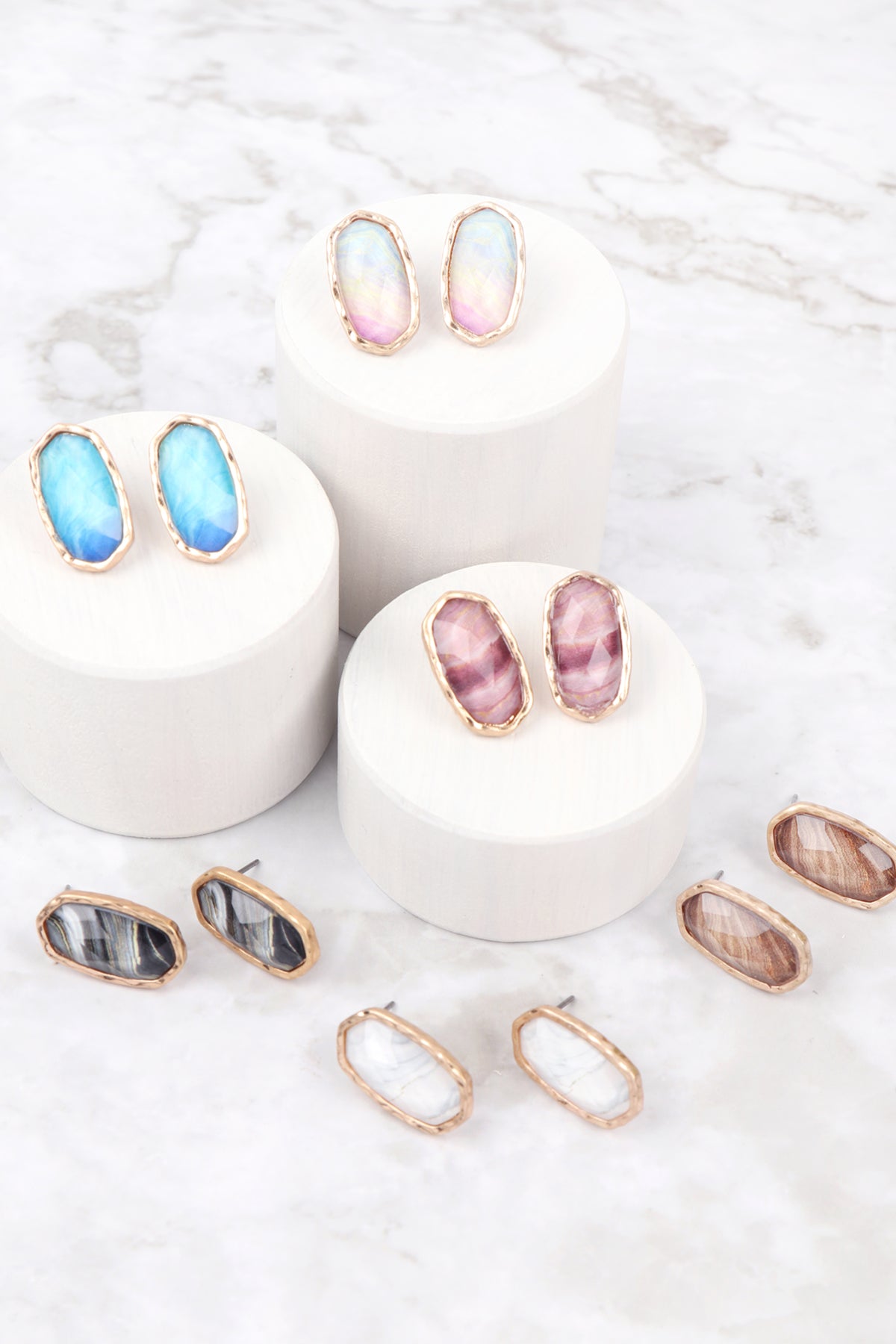 Agate Print Epoxy Stud Earrings