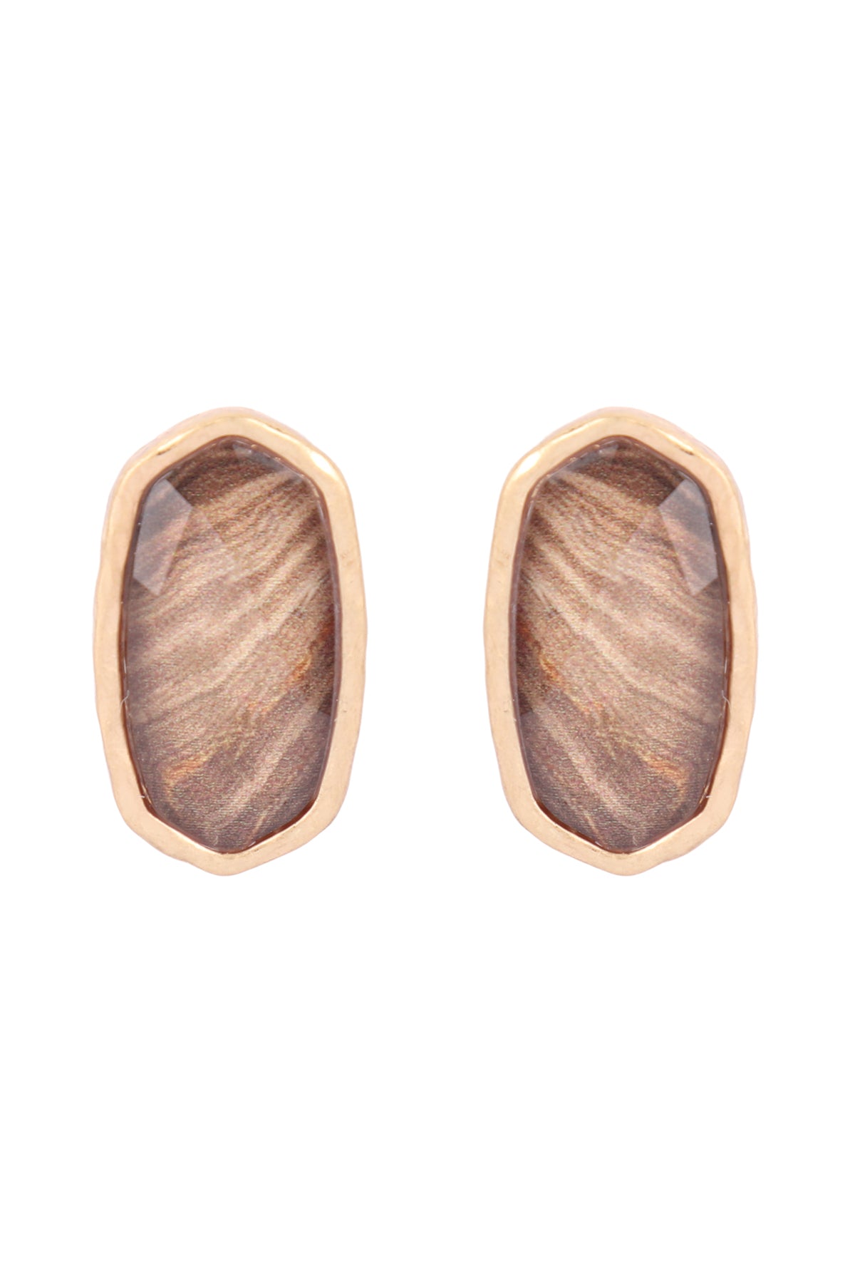 Agate Print Epoxy Stud Earrings Brown