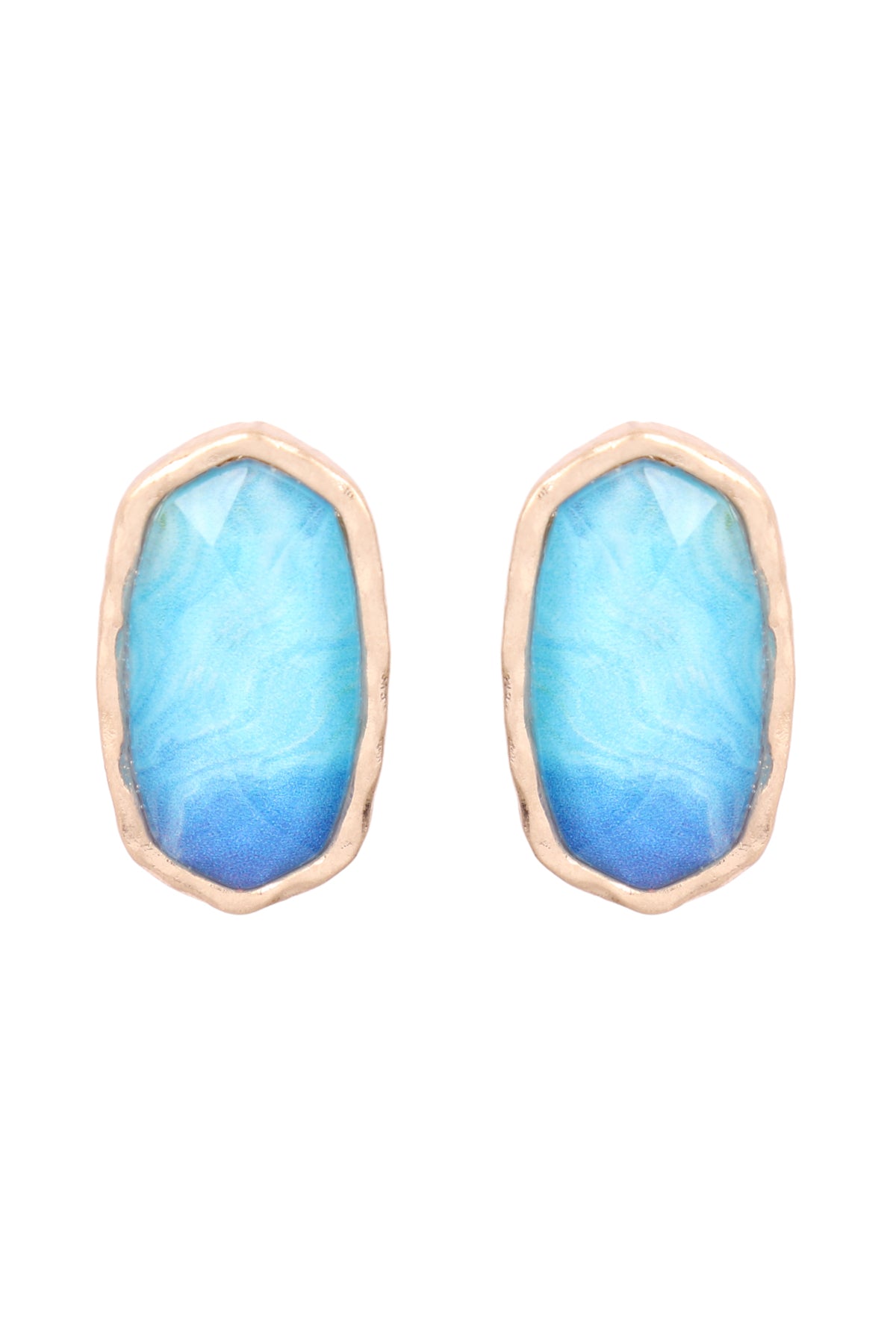 Agate Print Epoxy Stud Earrings Light Blue
