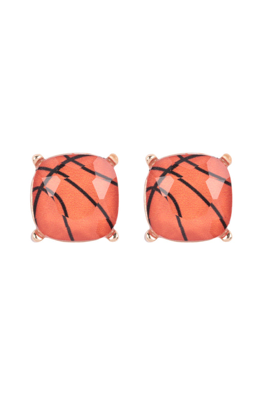 Trendy Sporty Cushion Cut Epoxy Stud Earrings