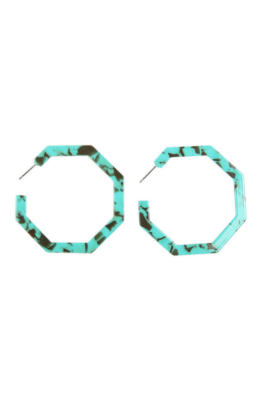 Octagon Acetate Earrings Tur2uoise Howlite
