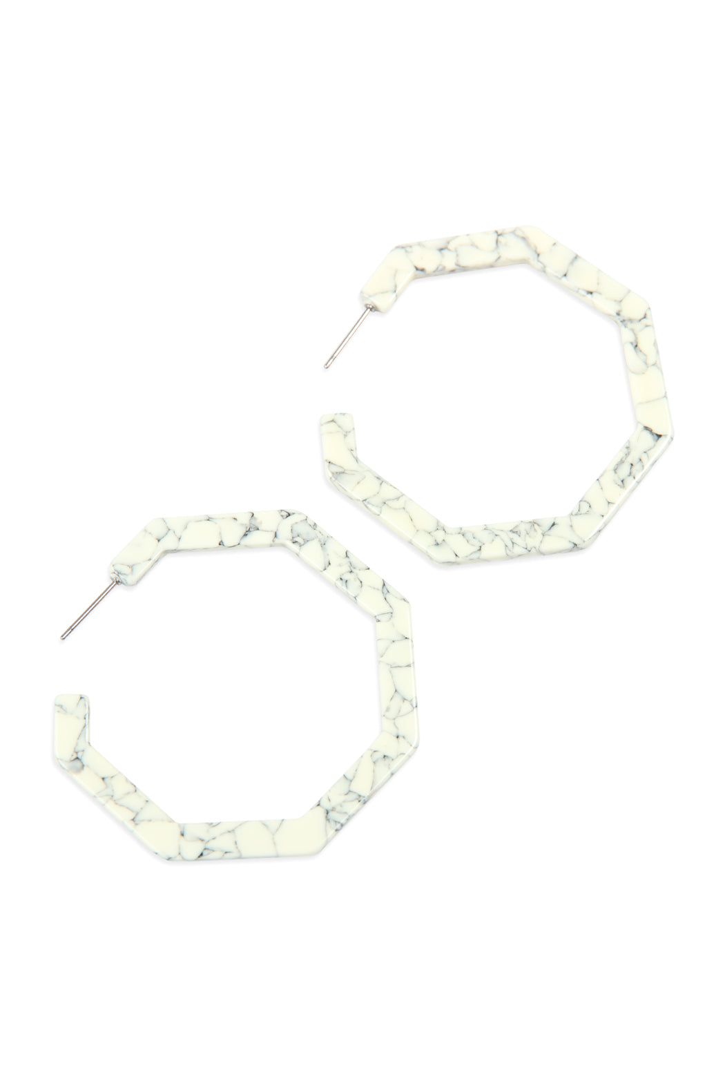 Octagon Acetate Earrings White Howlite