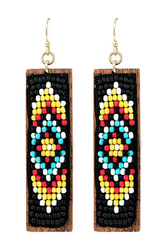 Ornamental Seed Beads Drop Earrings Tur2uoise