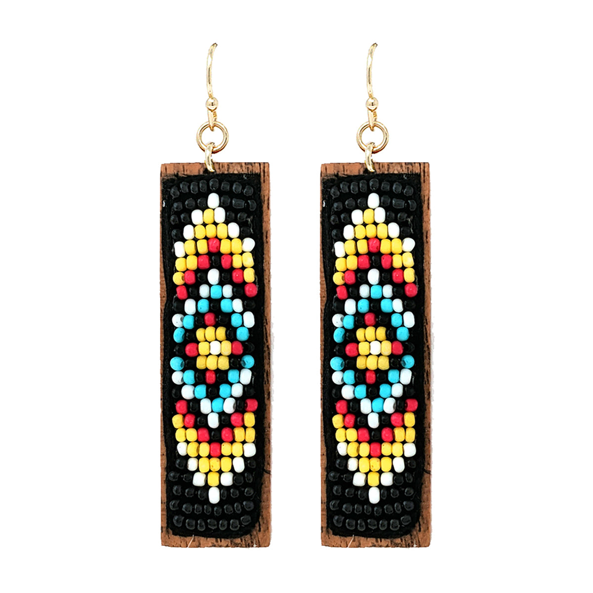 Ornamental Seed Beads Drop Earrings Black