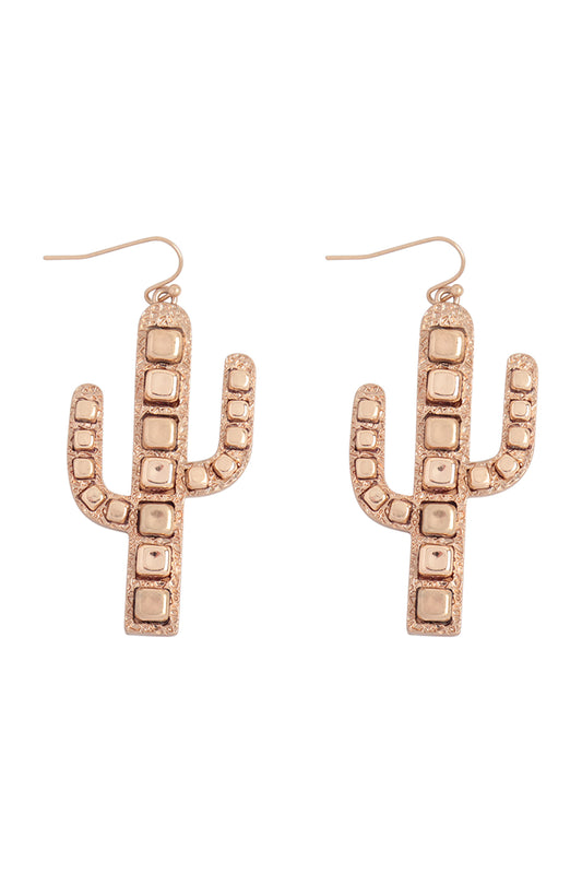 Cactus Metal Block Ccb Drop Earrings