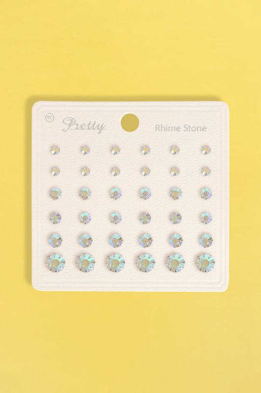 Multi Size Rhinestone Stud Earrings Set