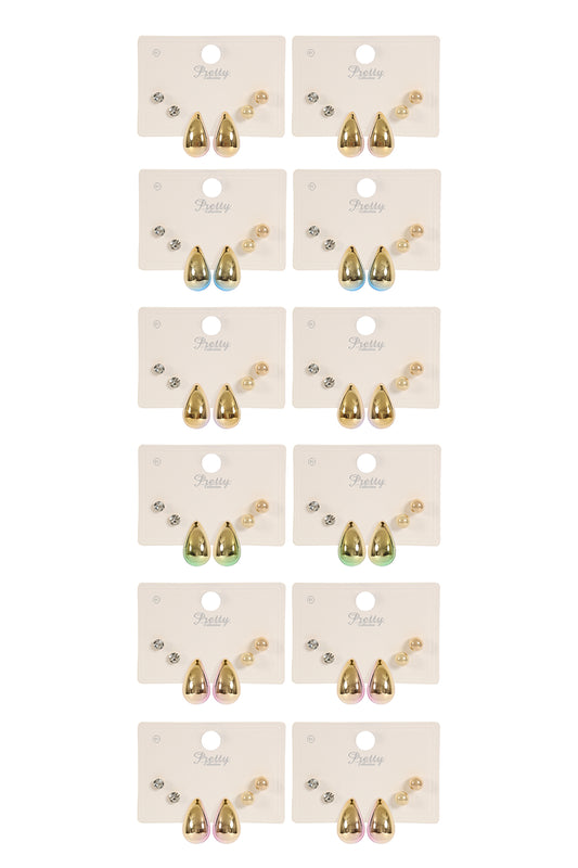 3 Pair Matte Ccb Earrings