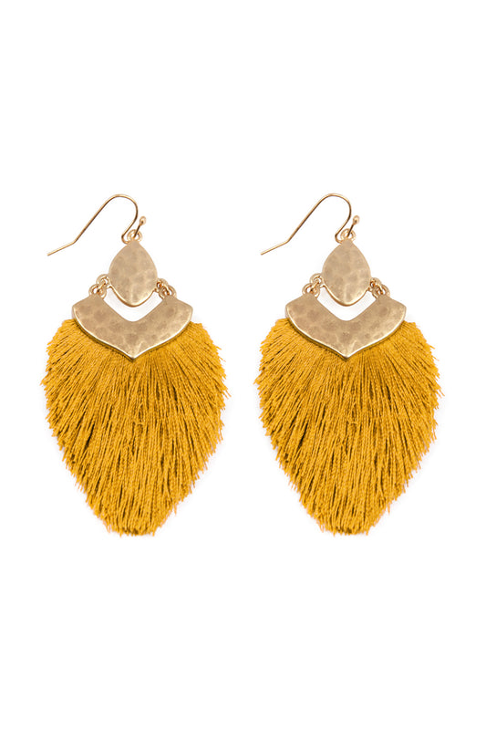 Dangle Tassel Drop Earrings Mustard