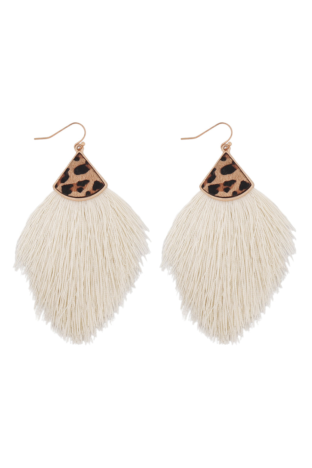 Leopard Real Leather Tassel Hook Earrings