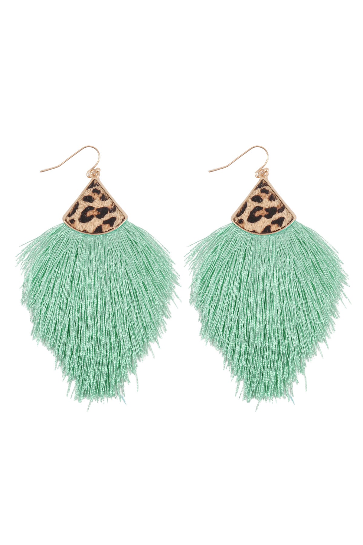 Leopard Real Leather Tassel Hook Earrings