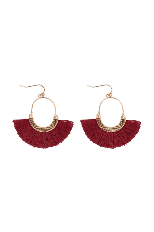 1.5 Inch Fan Shaped Tassel Hook Earrings