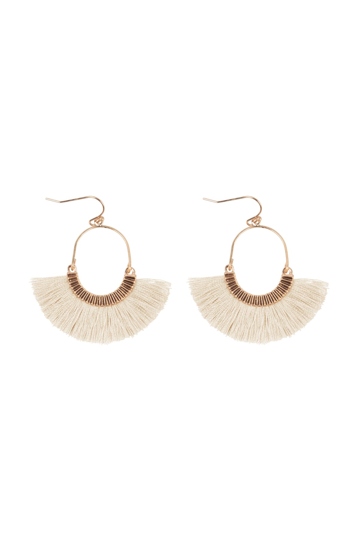 1.5 Inch Fan Shaped Tassel Hook Earrings
