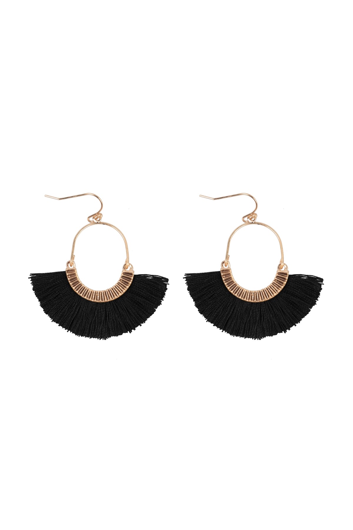 1.5 Inch Fan Shaped Tassel Hook Earrings