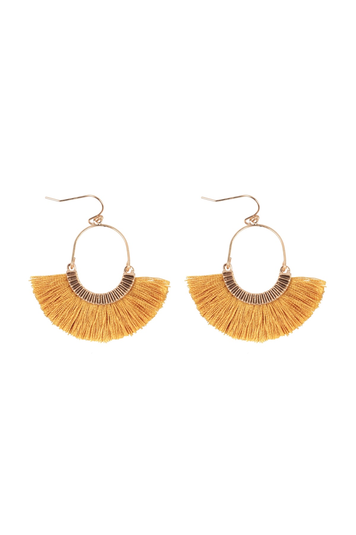 1.5 Inch Fan Shaped Tassel Hook Earrings