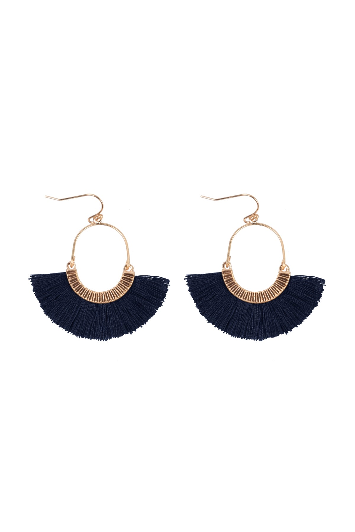 1.5 Inch Fan Shaped Tassel Hook Earrings