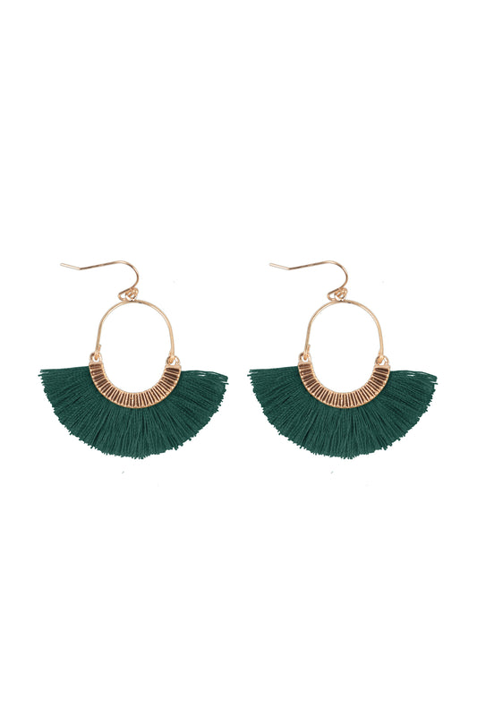 1.5 Inch Fan Shaped Tassel Hook Earrings