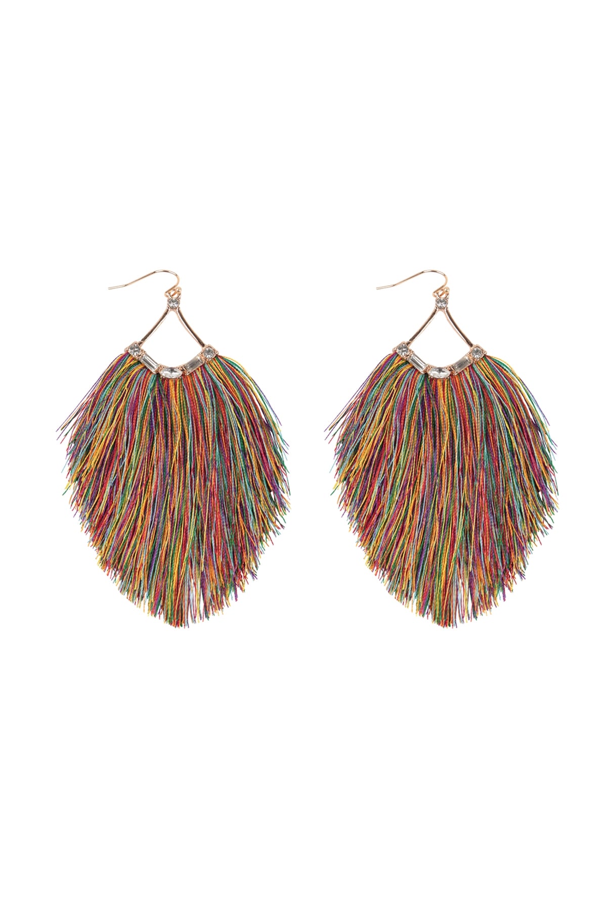 Tassel Fringe And Rhinestone Hook Earrings