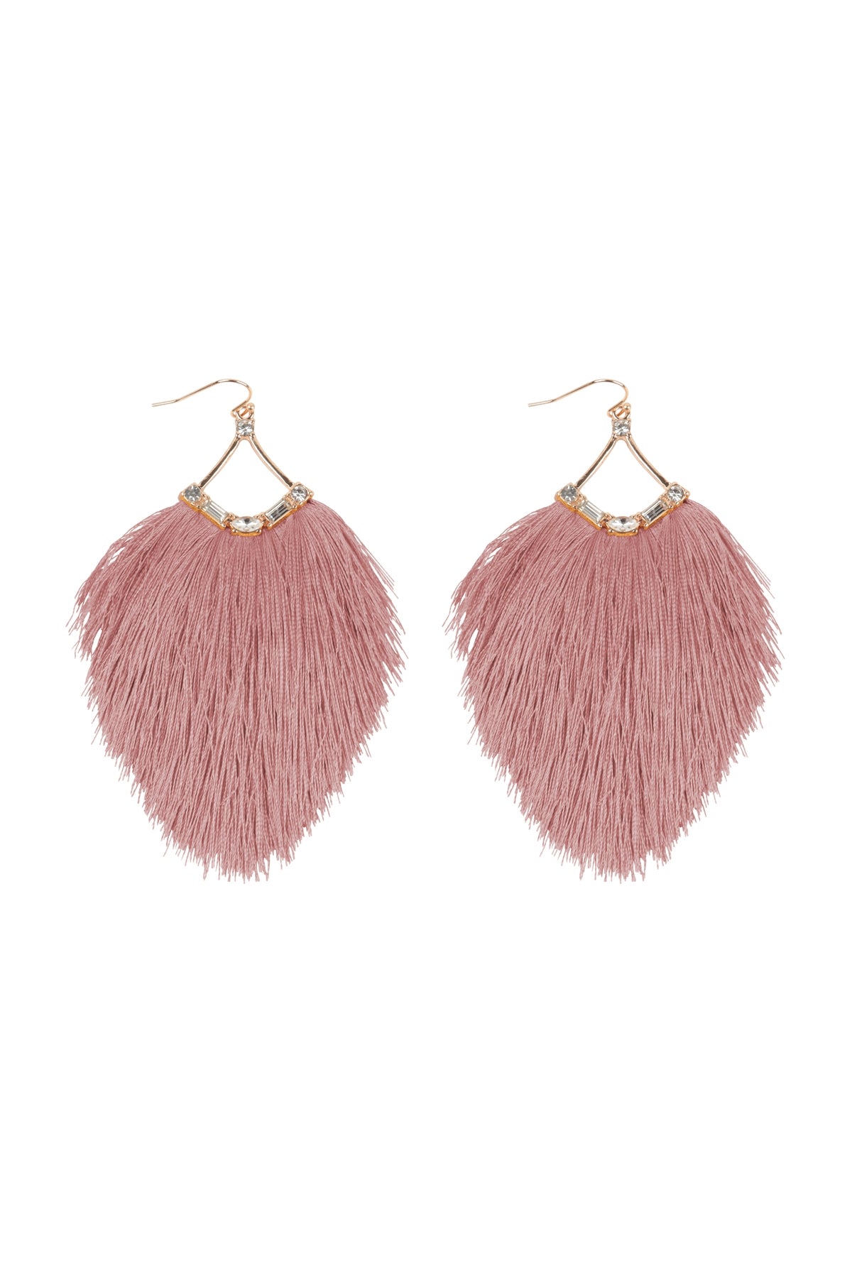 Tassel Fringe And Rhinestone Hook Earrings