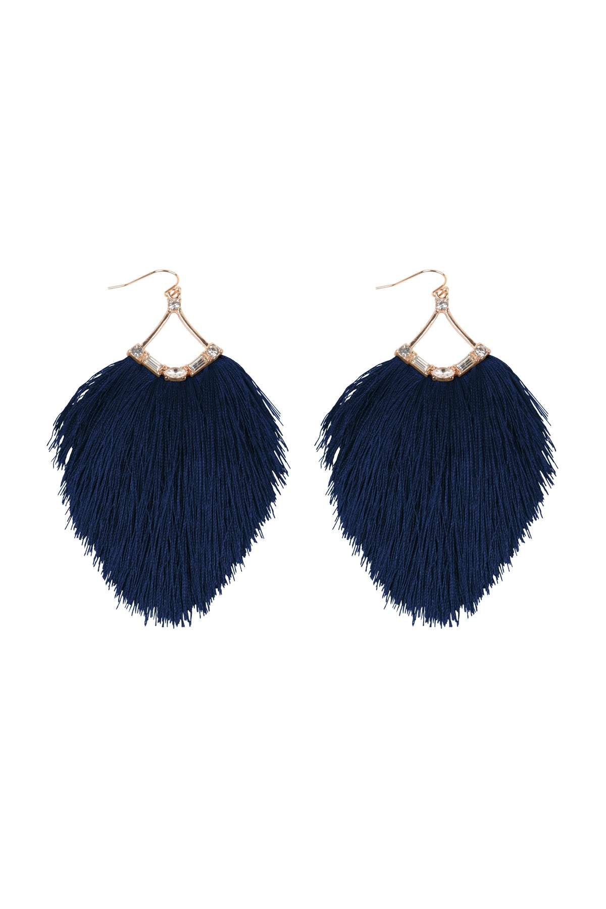 Tassel Fringe And Rhinestone Hook Earrings