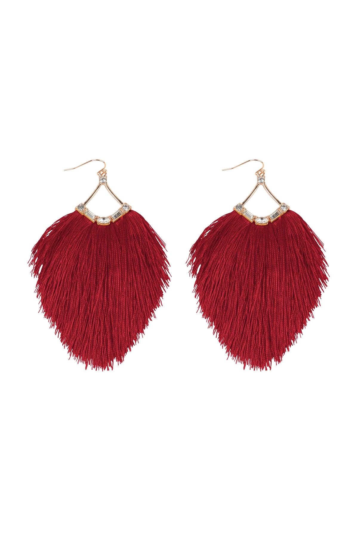 Tassel Fringe And Rhinestone Hook Earrings