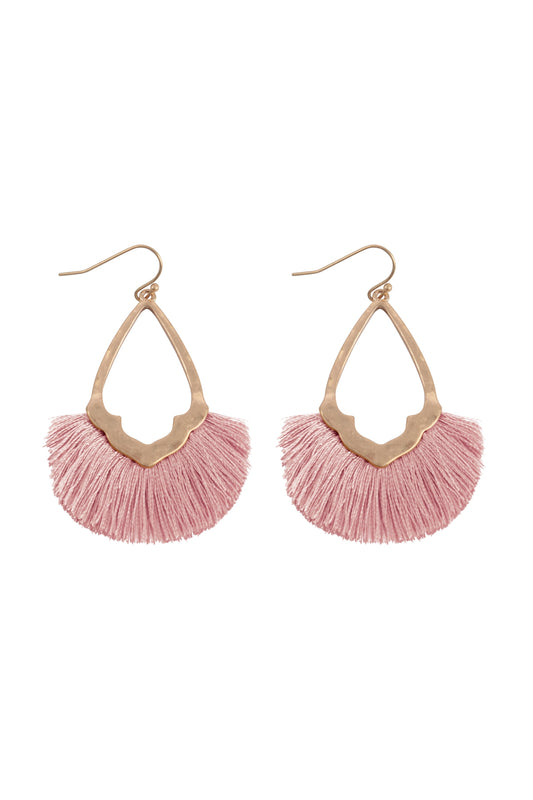 Diamond Shaped Fringe Tassel Hook Earrings