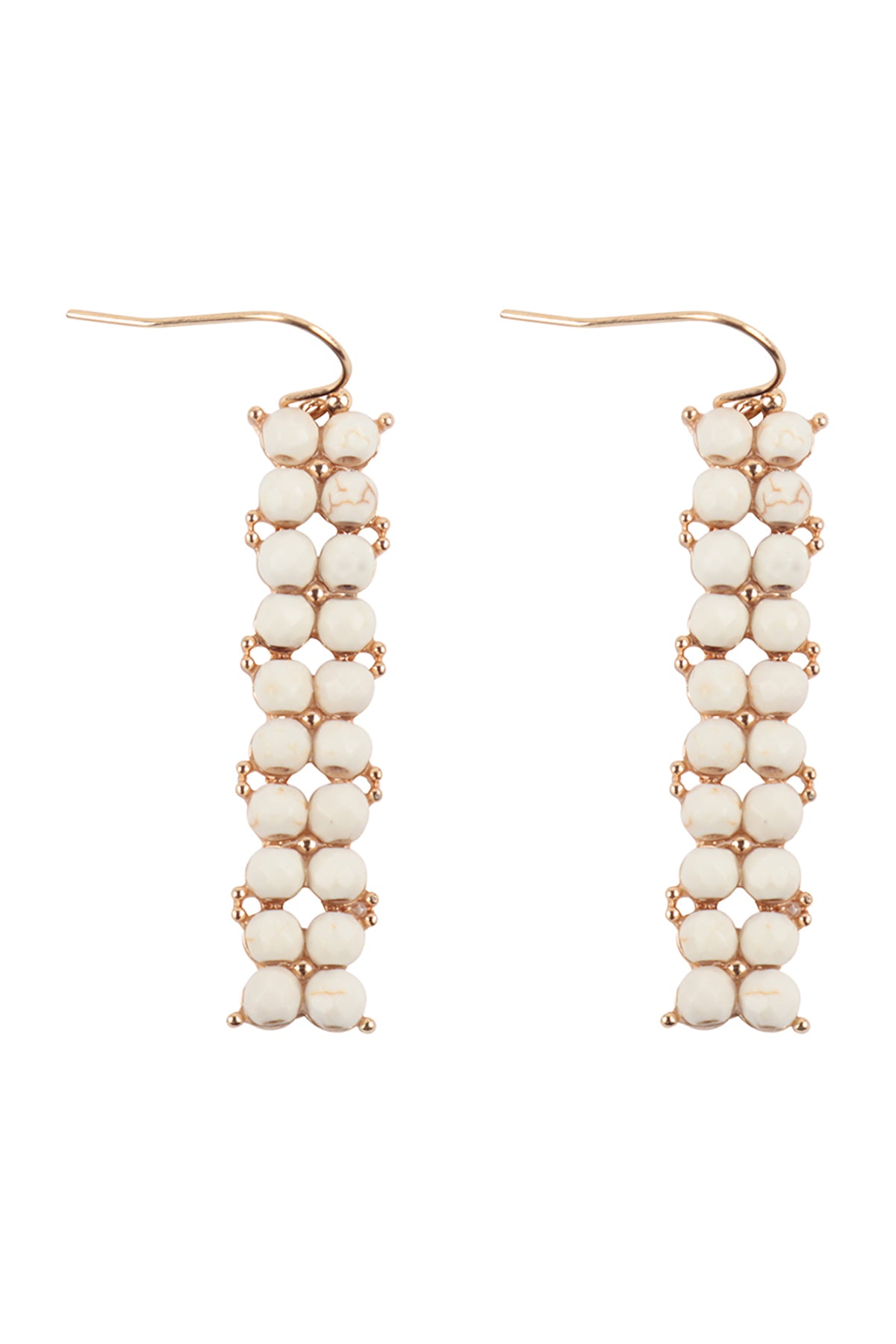 Vertical Bar Semi Stone Drop Earrings Howlite