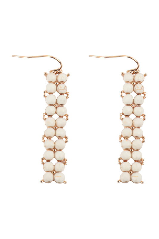 Vertical Bar Semi Stone Drop Earrings Howlite