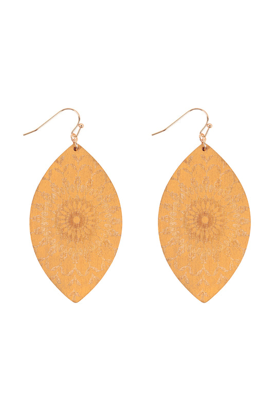 Wood Mandala Print Mar2uise Earrings Natural