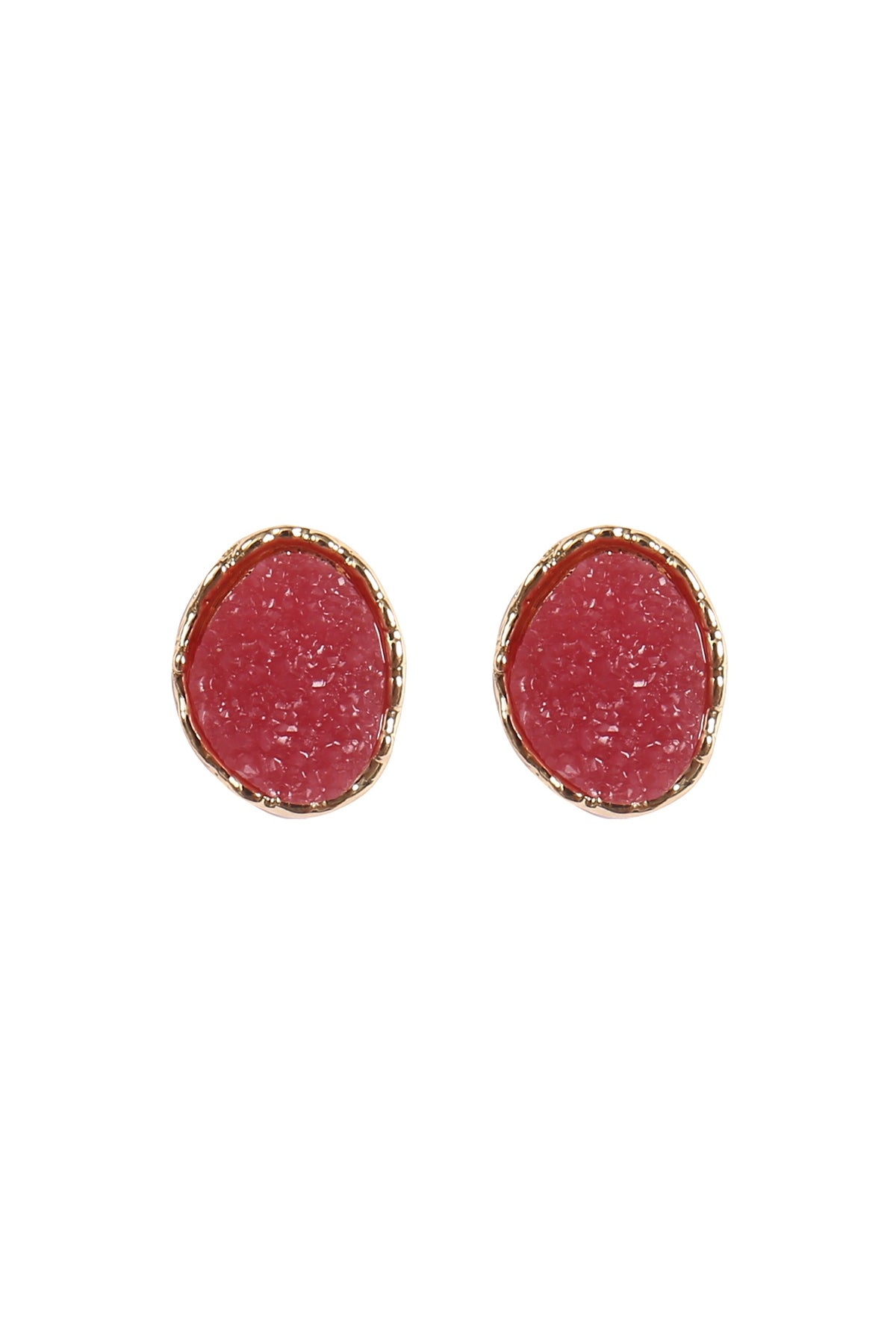 Oval Druzy Stone Post Earrings