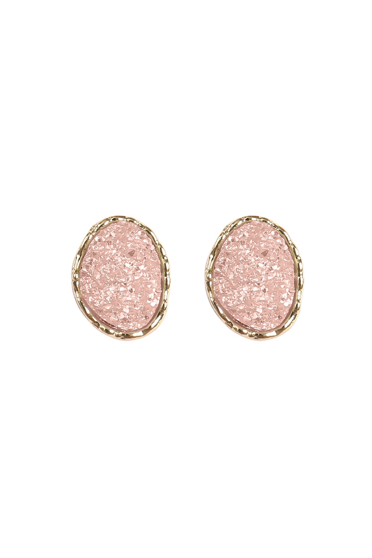 Oval Druzy Stone Post Earrings