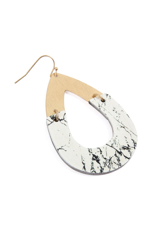 Semiwood Open Cut Fish Hook Teardrop Earrings