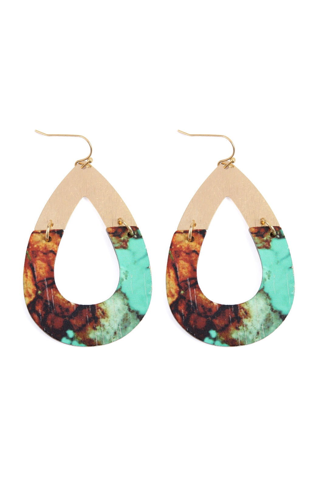 Semiwood Open Cut Fish Hook Teardrop Earrings