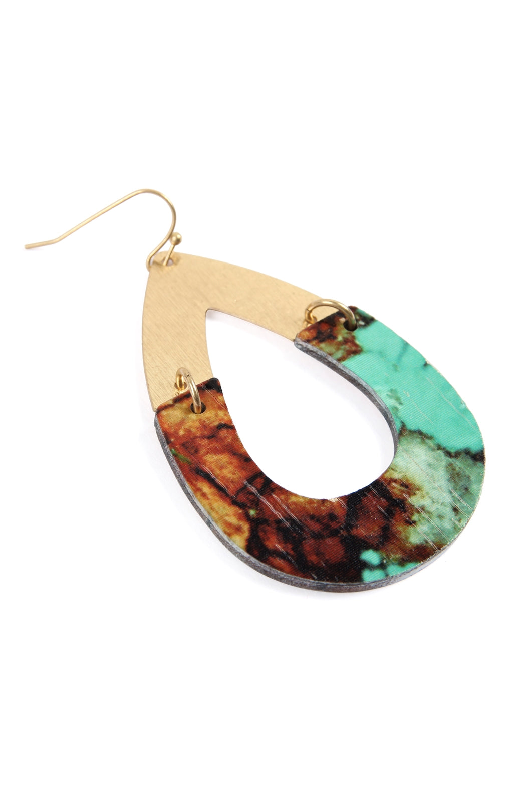 Semiwood Open Cut Fish Hook Teardrop Earrings