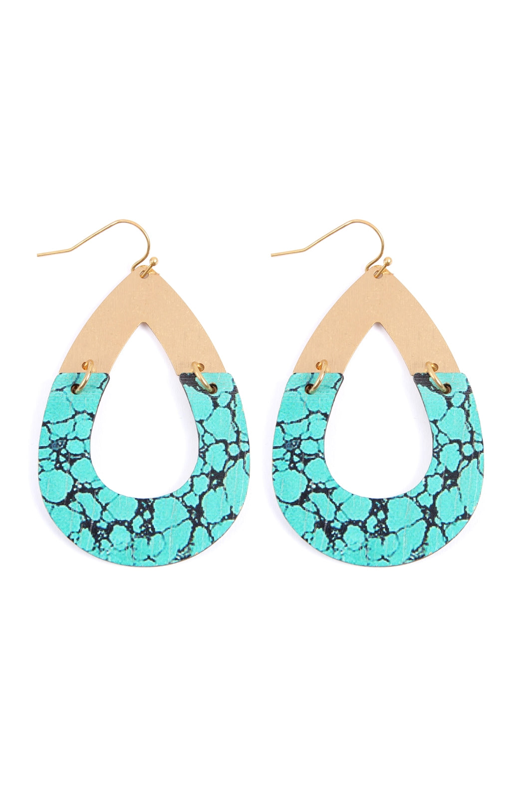 Semiwood Open Cut Fish Hook Teardrop Earrings