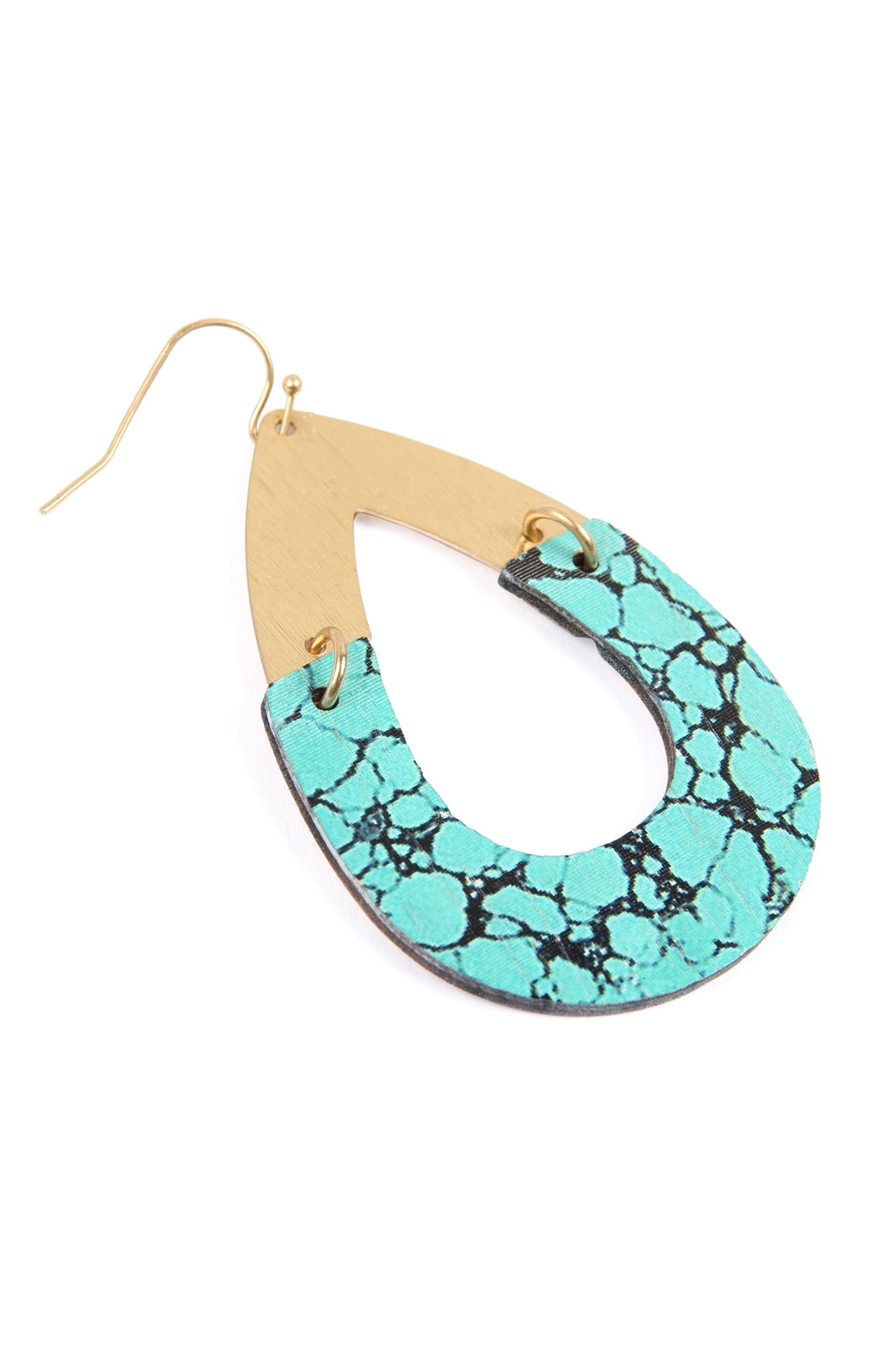 Semiwood Open Cut Fish Hook Teardrop Earrings