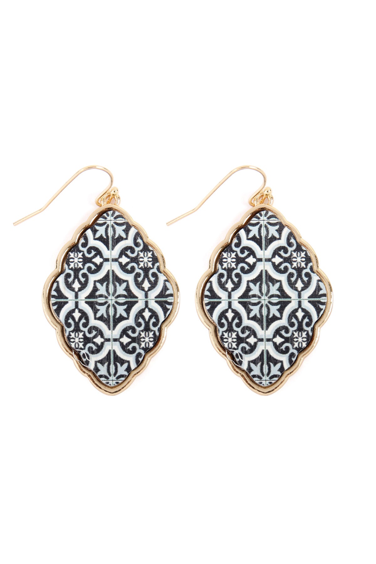 Wood Moroccan Fihg Hook Baroque Earring