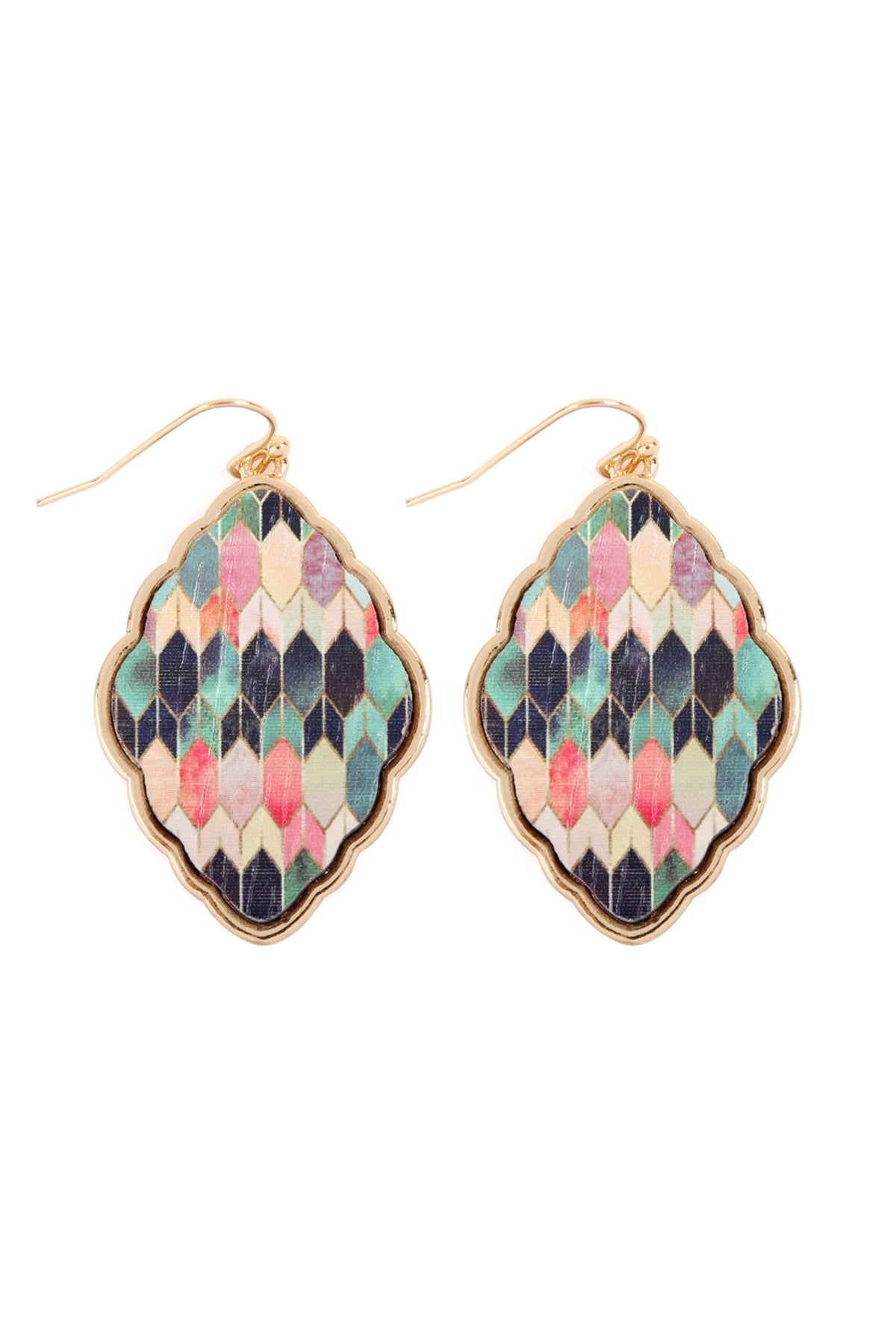 Wood Moroccan Fihg Hook Baroque Earring