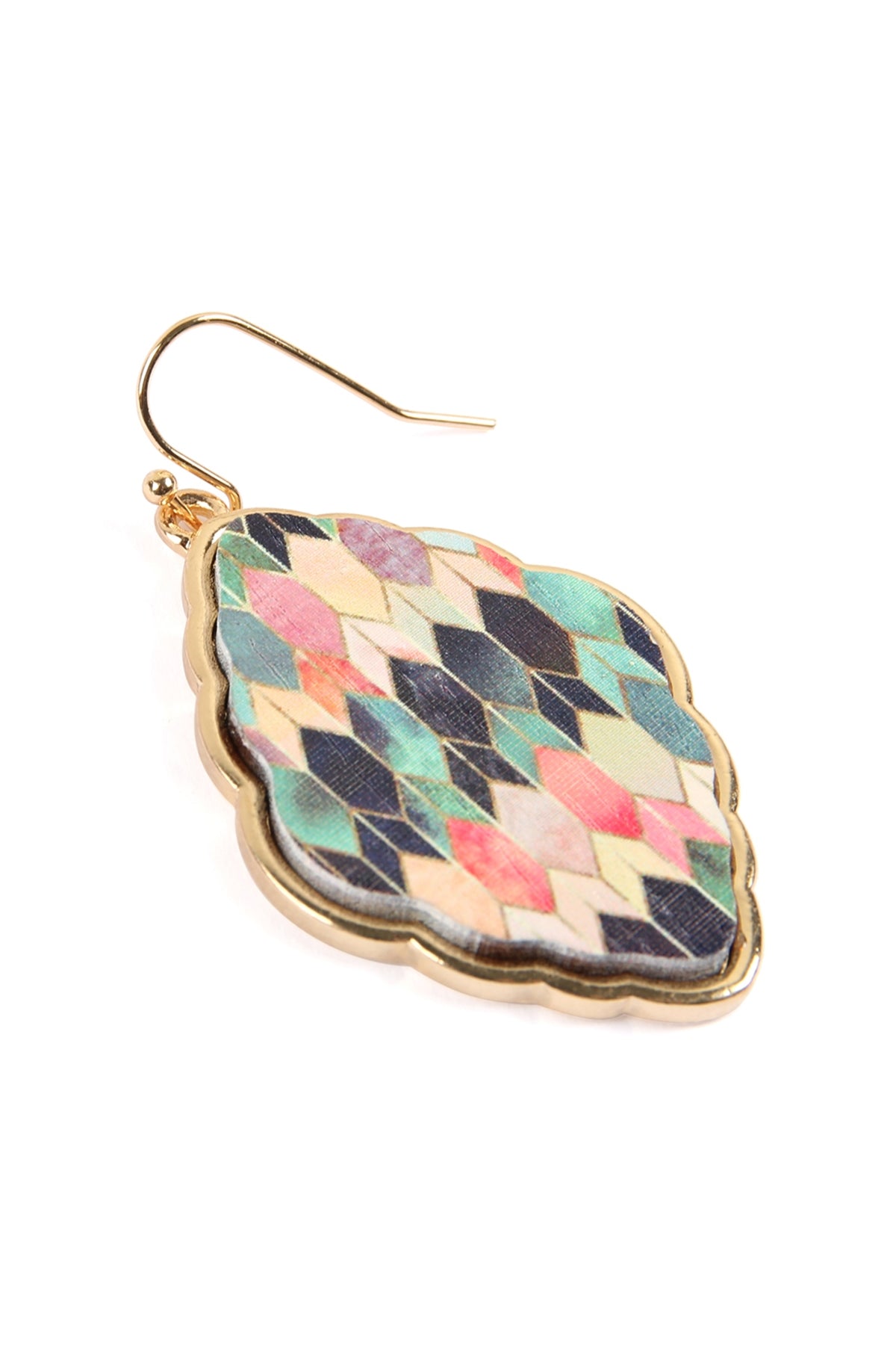 Wood Moroccan Fihg Hook Baroque Earring