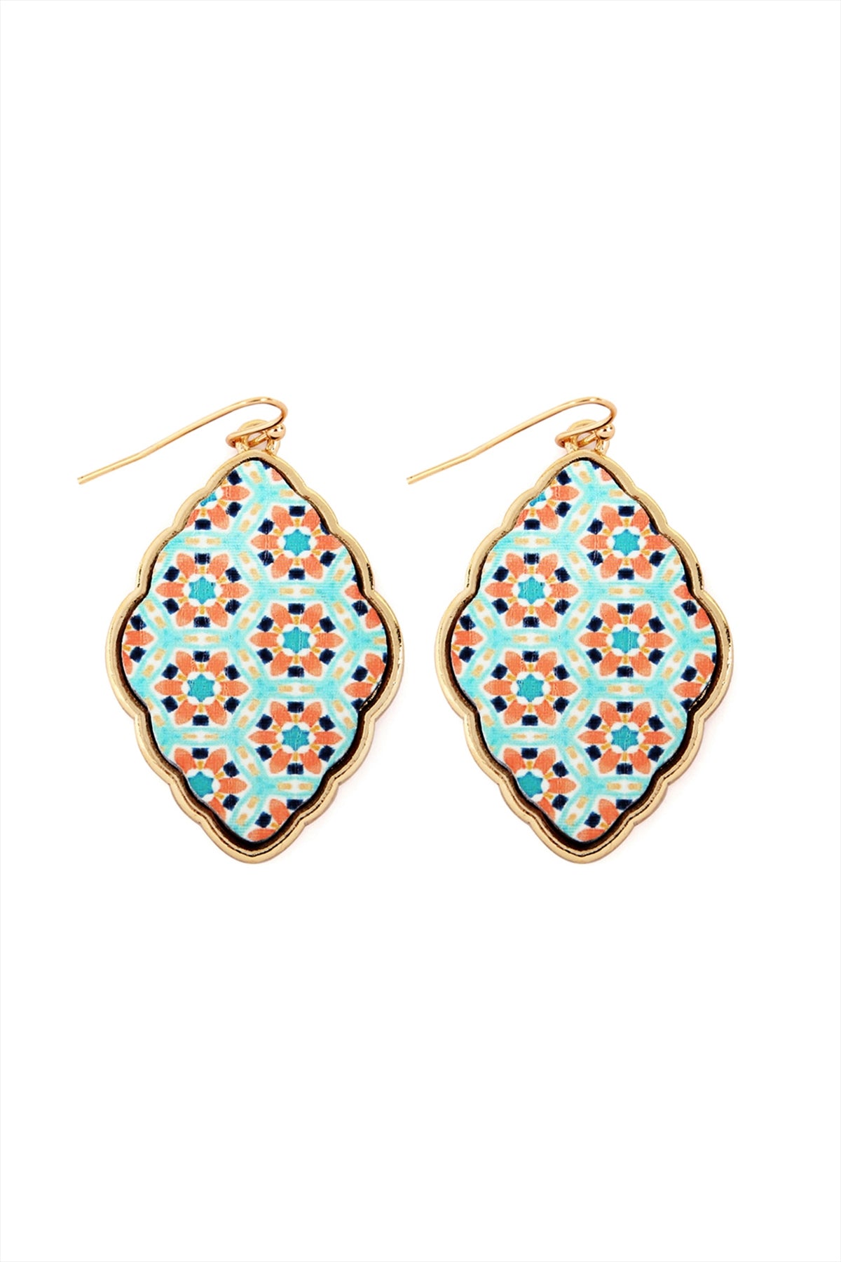 Wood Moroccan Fihg Hook Baroque Earring
