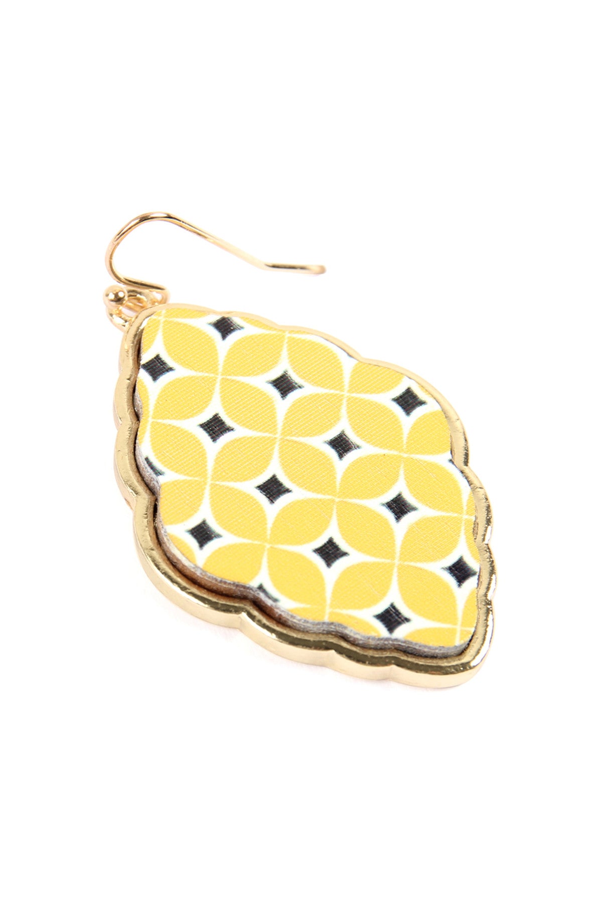 Wood Moroccan Fihg Hook Baroque Earring