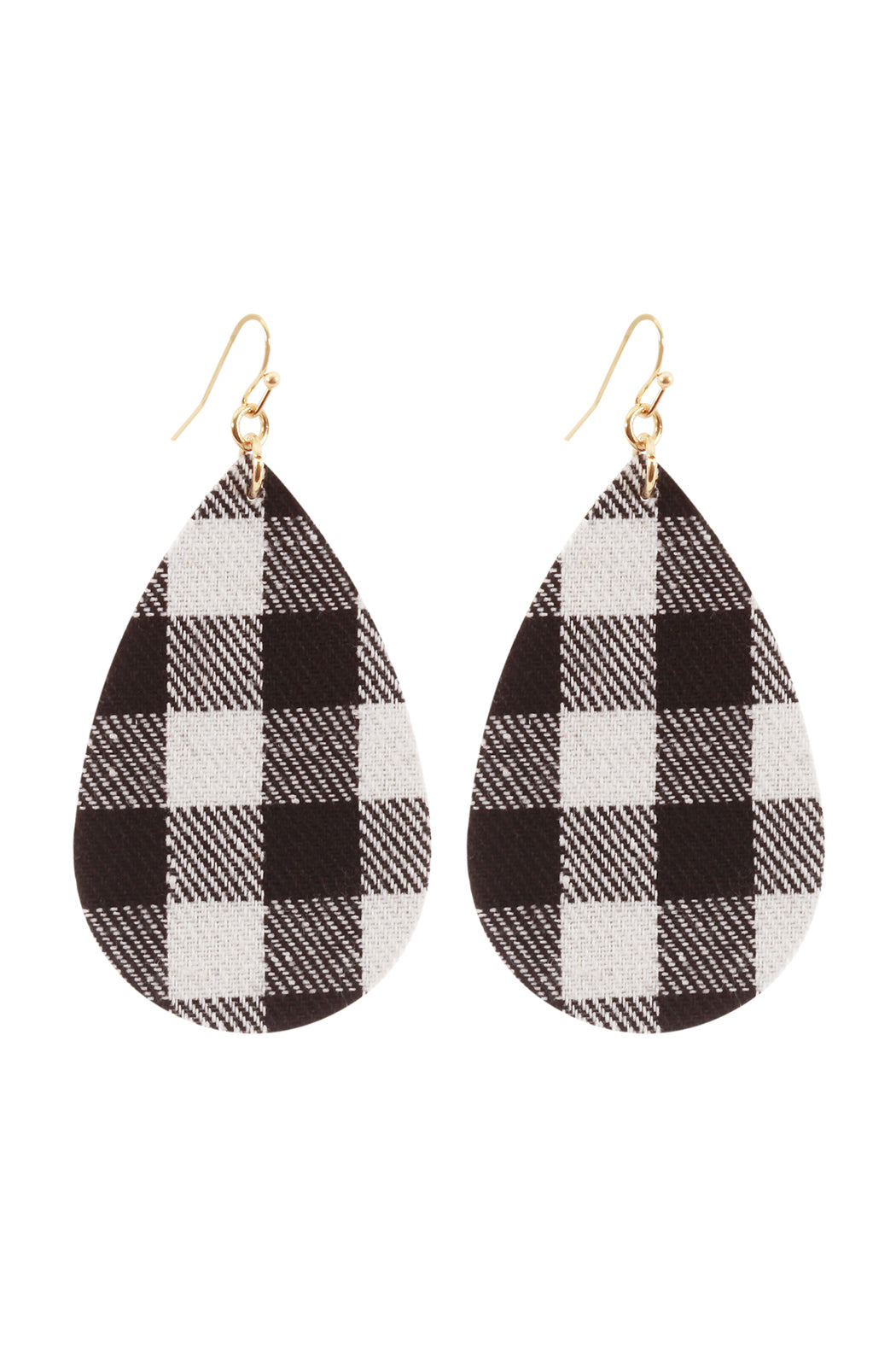 Black White Plaid Teardrop Earrings