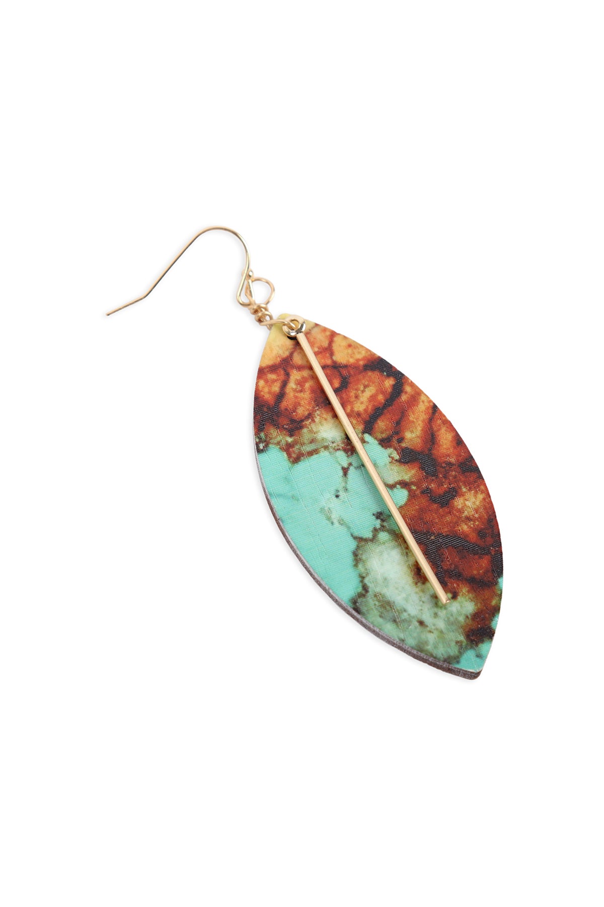 Semi Wood Fish Hook Bar Earrings