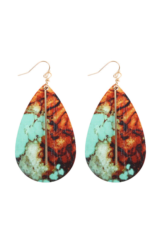 Semi Wood FIsh Hook Bar Earrings Brown