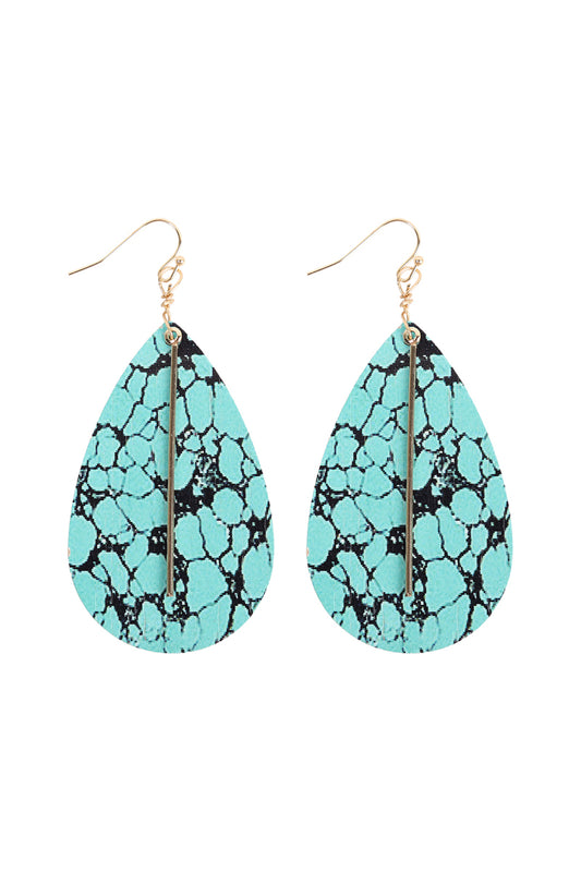 Semi Wood Fish Hook Bar Earrings Tur2uoise