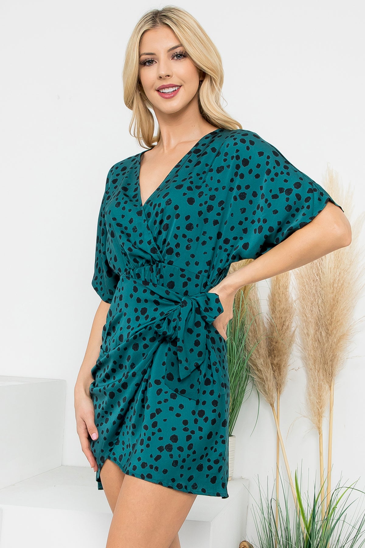 Surplice Neckline Ribbon Detail Romper