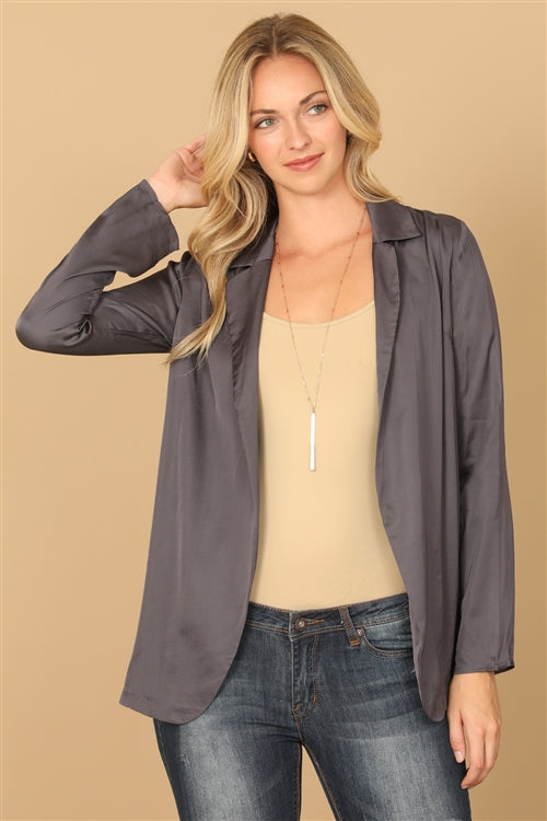 Satin Open Front Cardigan