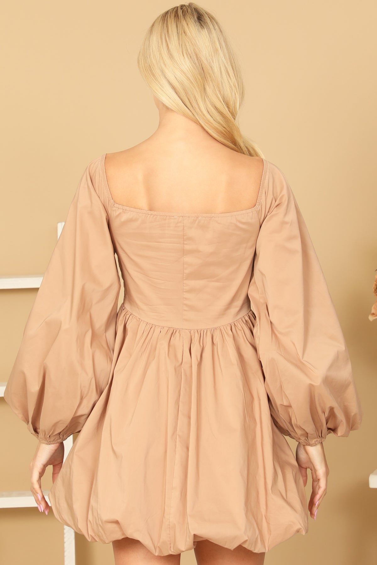 Long Puff Sleeve Babydoll Dress